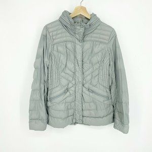 Halogen Womens Down Puffer Jacket Gray Full Zip